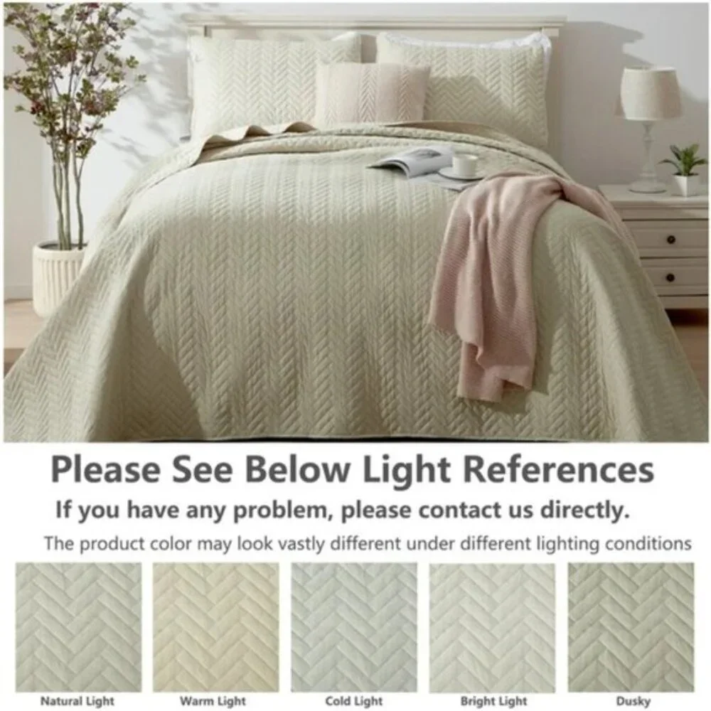 SEMECH King Size Quilt Set | California King | NIB | 3-Piece Set | Beige
